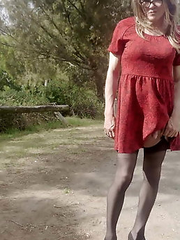 Crossdess Road Trip Red Dress follow the river