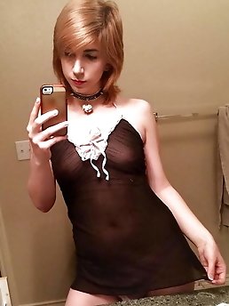 Lewd shemale hooker is taking off her panties