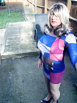 Amateur crossdresser Kelly cd in see thru dress